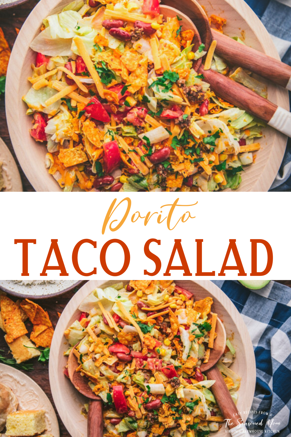 Long collage image of dorito taco salad