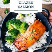 4-Ingrecdient honey maple glazed salmon with text title overlay.