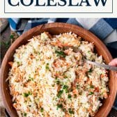 Traditional coleslaw recipe with text title box at top.