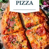Naan flatbread pizza recipe with text title overlay.