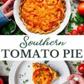 Long collage image of Southern tomato pie.