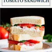 Southern tomato sandwich with text title box at top.