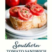 Southern tomato sandwich with text title at the bottom.