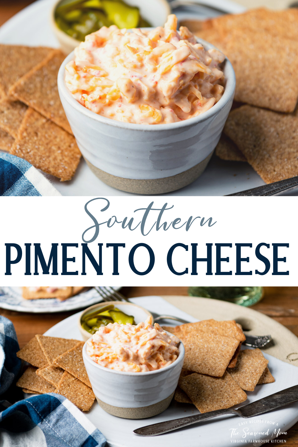 Long collage image of southern pimento cheese recipe