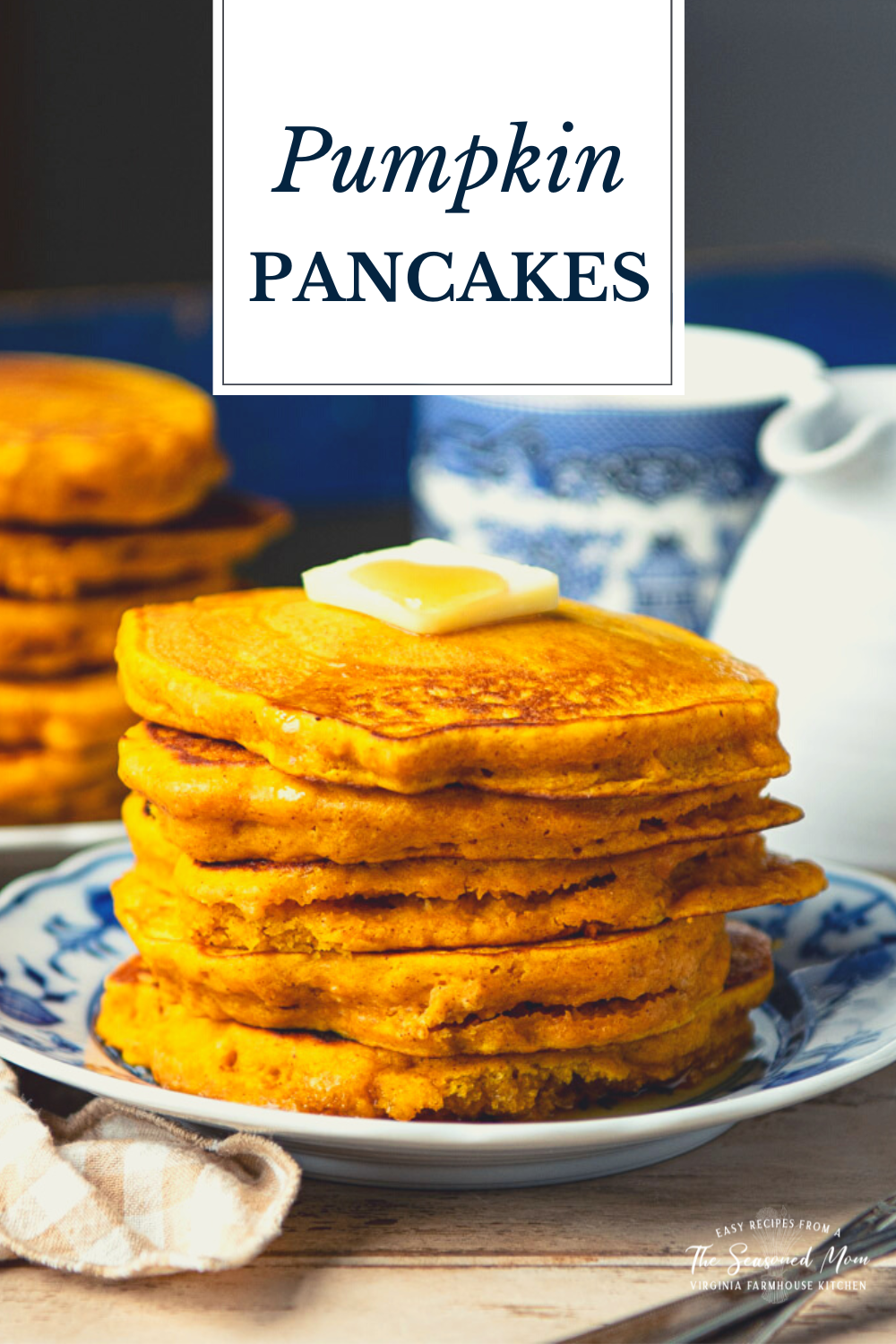 Pumpkin Pancakes with Apple Cider Syrup - The Seasoned Mom