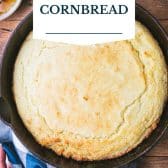 Southern cornbread recipe with text title overlay.