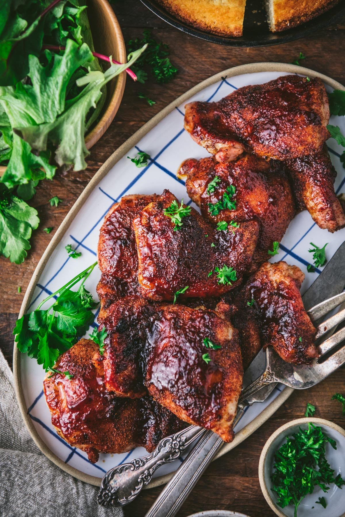 Baked BBQ Chicken Thighs - Basil And Bubbly
