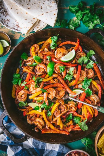 Skillet Shrimp Fajitas - The Seasoned Mom