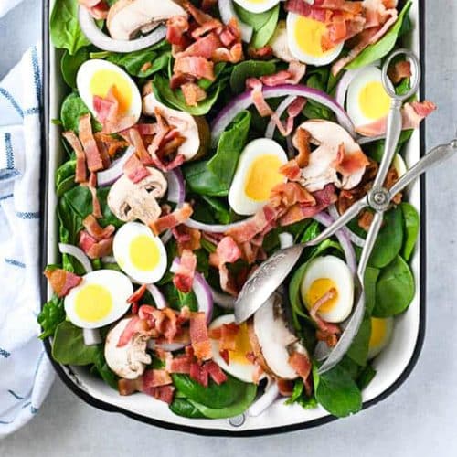 Spinach Salad with Bacon and Hard Boiled Eggs - The Seasoned Mom