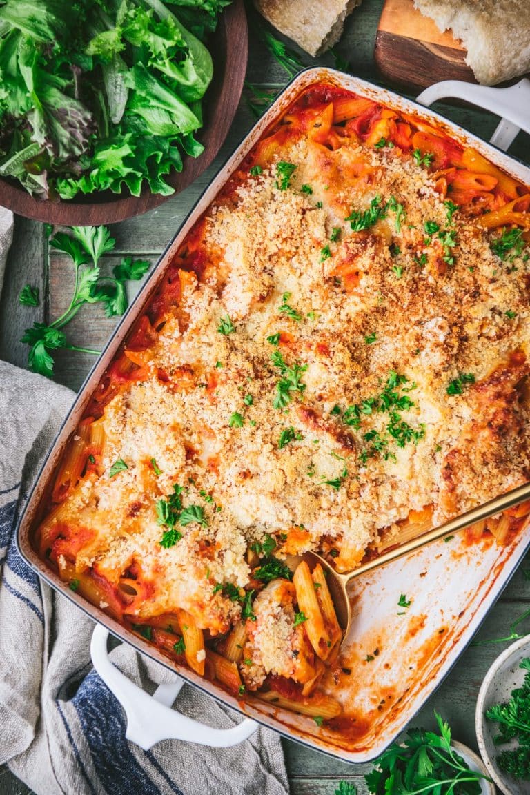 Dump-and-Bake Chicken Parm Casserole - The Seasoned Mom