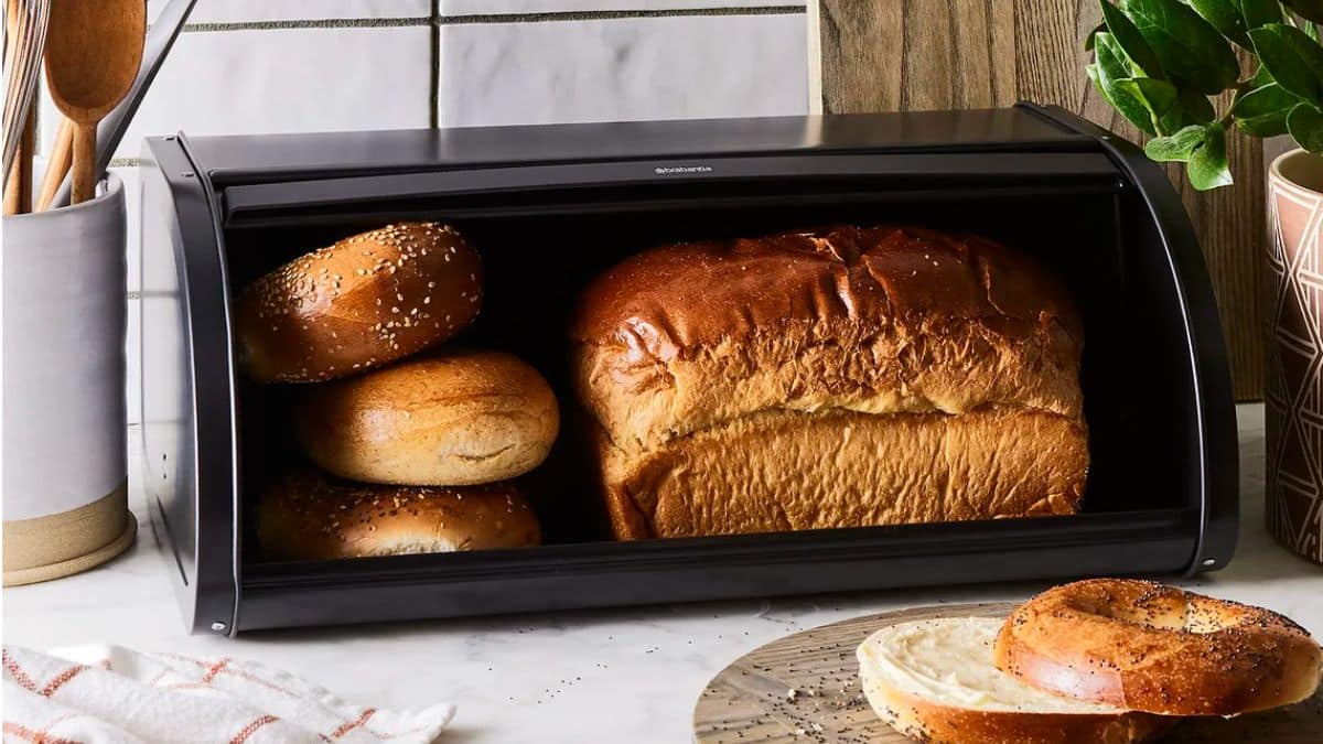 Extra Large Bread Box White | Countertop Space-Saving Vintage Metal Bread Bin