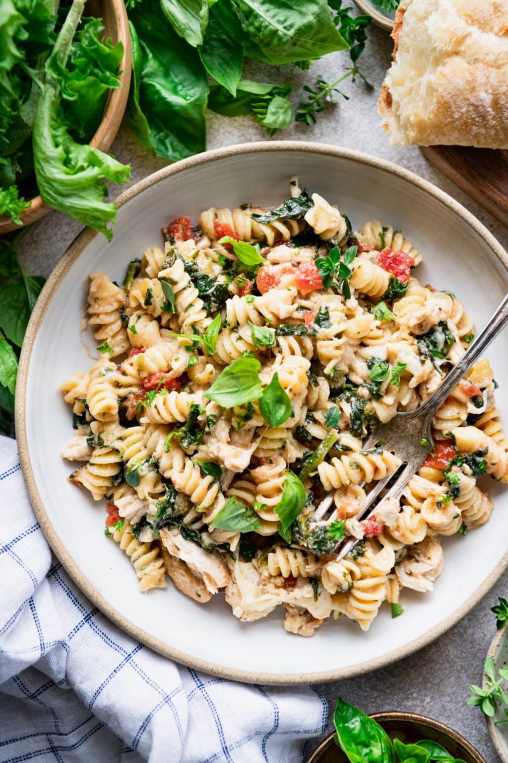 Dump-and-Bake Chicken Florentine Pasta - The Seasoned Mom