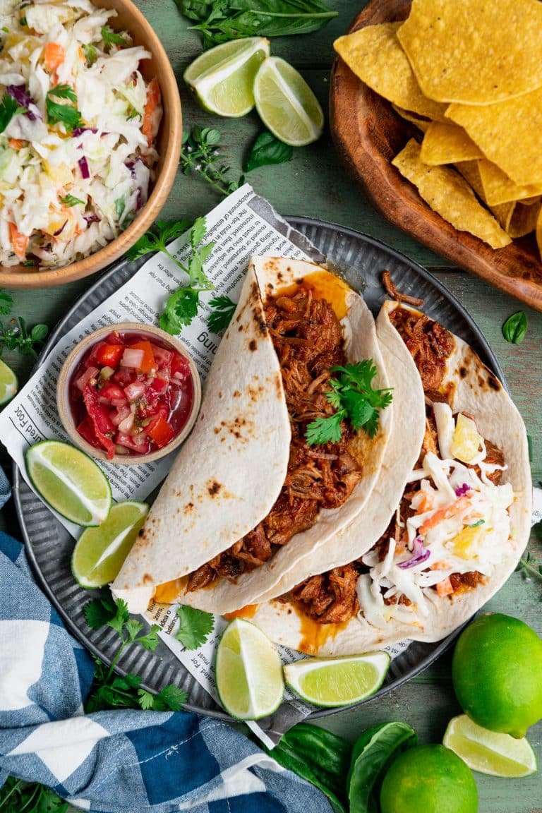 Honey Lime Slow Cooker Pulled Pork Tacos - The Seasoned Mom