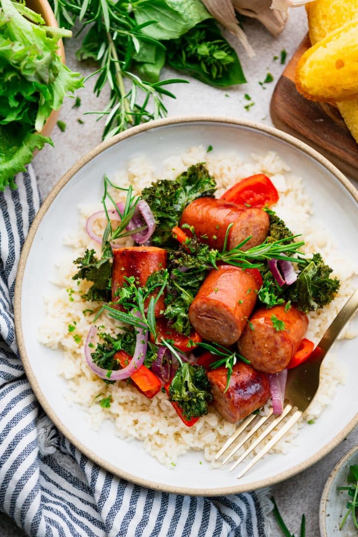 Sheet Pan Andouille Sausage and Veggies - The Seasoned Mom