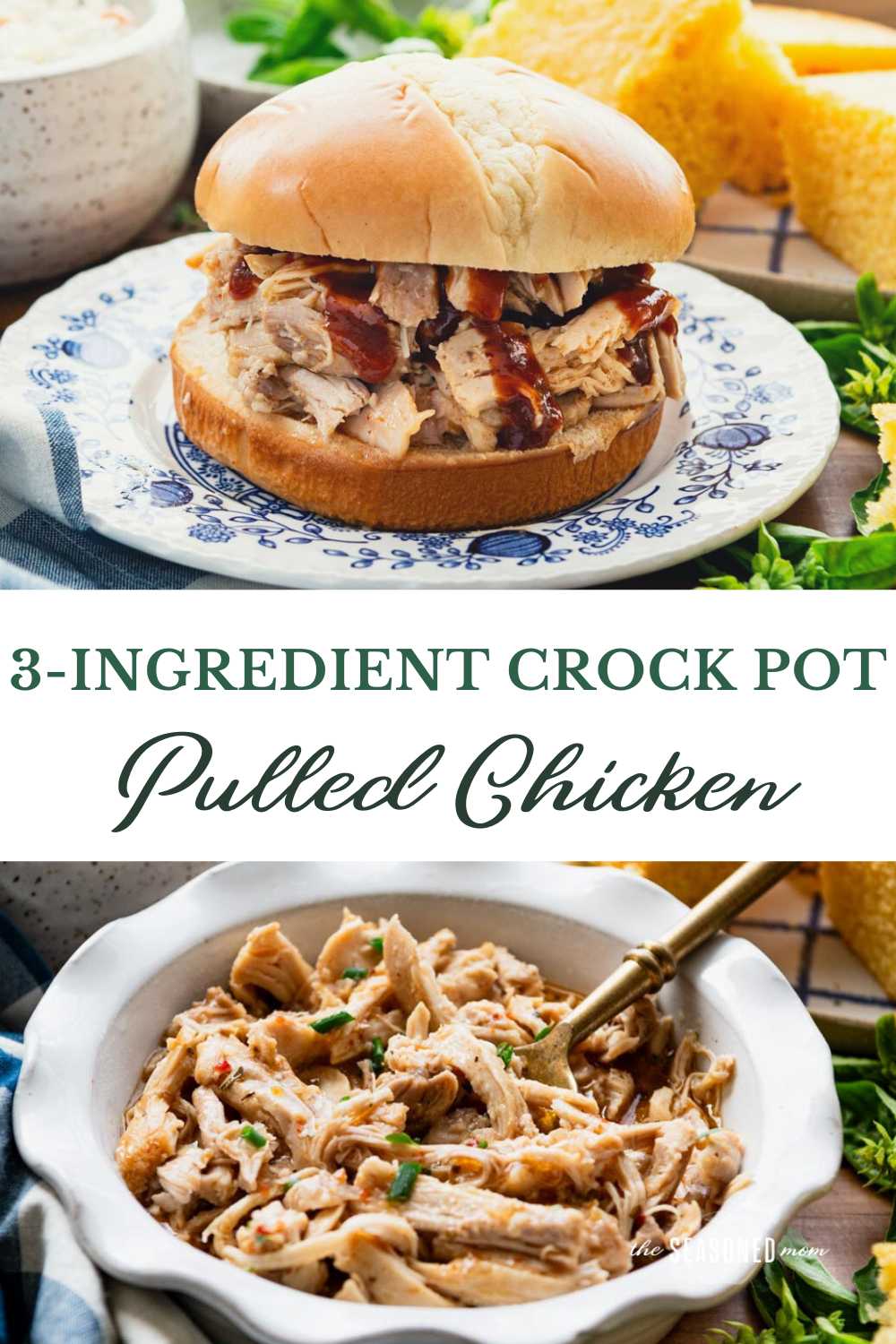 3-Ingredient Crock Pot Pulled Chicken - The Seasoned Mom