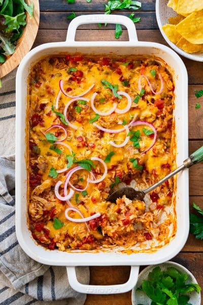 Dump-and-Bake Chicken Fajita Casserole - The Seasoned Mom