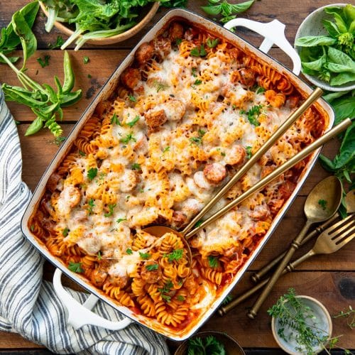 Dump-and-Bake Sausage, Red Beans and Rice Casserole - The Seasoned Mom