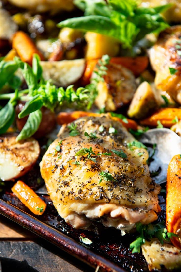 Sheet Pan Herb Roasted Chicken & Veggies - The Seasoned Mom