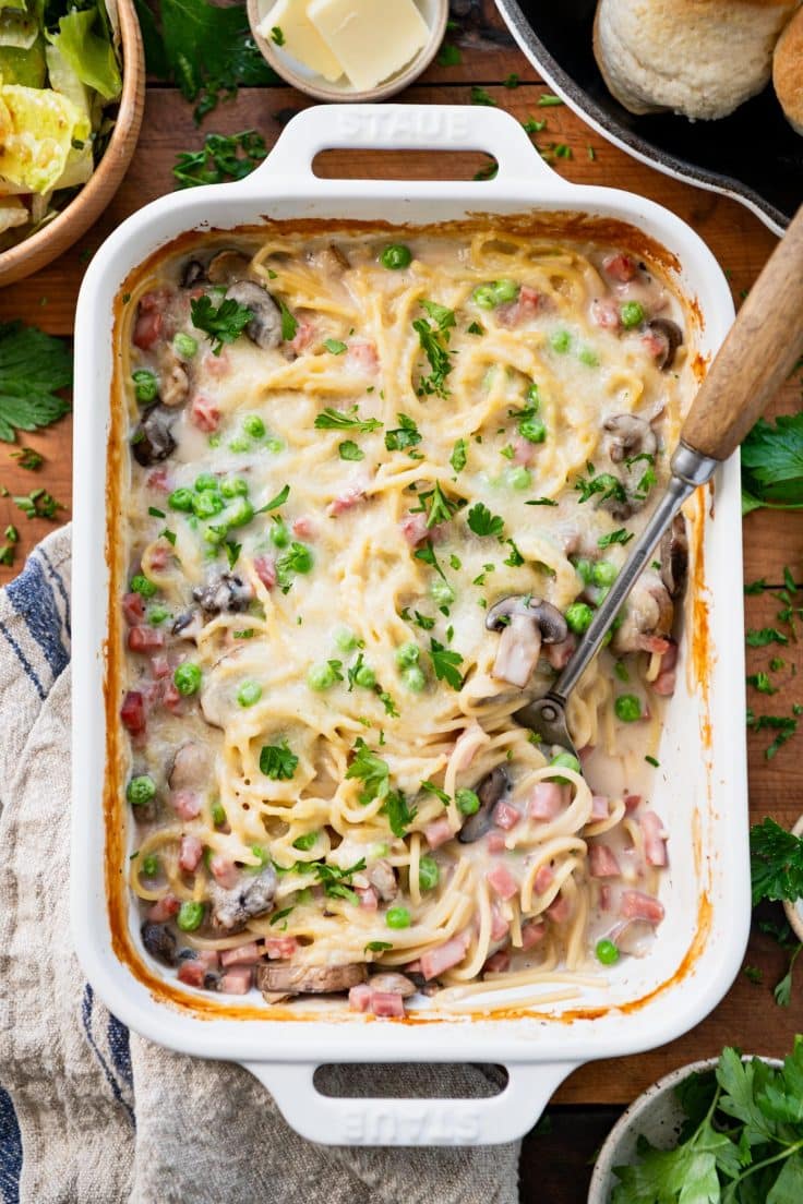 Dump-and-Bake Ham Tetrazzini - The Seasoned Mom