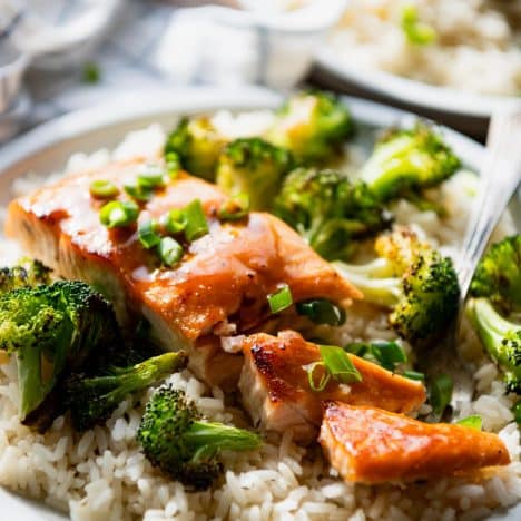 Sheet Pan Baked Honey Glazed Salmon with Broccoli - The Seasoned Mom