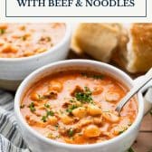 Creamy Tomato Soup with Ground Beef and Noodles - The Seasoned Mom