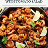 Mexican shrimp with text title box at top.