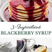 Long collage image of blackberry syrup.