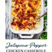 Jalapeno popper chicken casserole with text title at the bottom.
