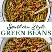 Long collage image of Southern style green beans.