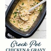 Crock Pot chicken with gravy with text title at the bottom.