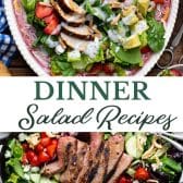 Long collage image of dinner salad recipes.