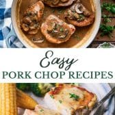 Long collage image of easy pork chop recipes.