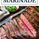 London broil marinade with text title box at the top.