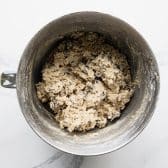 Kitchen sink cookie dough in a metal mixing bowl.