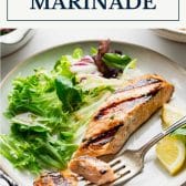 Salmon marinade with text title box at top.