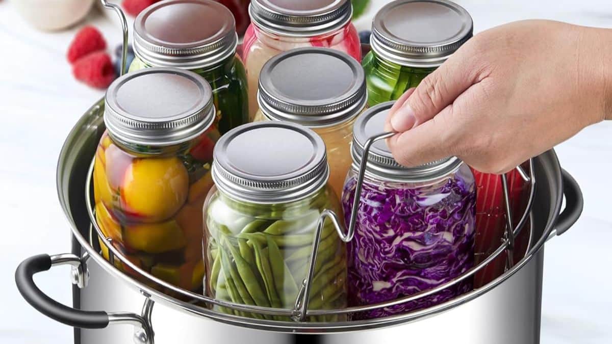 Cook N Home Water Bath Canner with Jar Rack and Glass Lid 