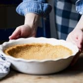 Graham cracker crust for a chocolate pudding pie.