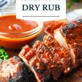 Dry rub for pork tenderloin with text title overlay.