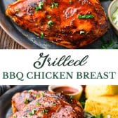 Long collage image of grilled bbq chicken breast.