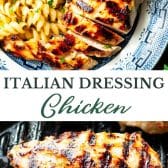 Long collage image of Italian dressing chicken.