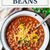 Ranch style beans with text title box at top.