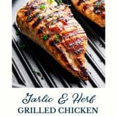 Simple grilled chicken marinade with text title at the bottom.