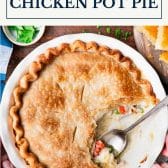 Easiest chicken pot pie ever with text title box at top.