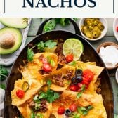 Ground beef nachos with text title box at top.
