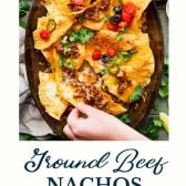 Ground beef nachos with text title at the bottom.